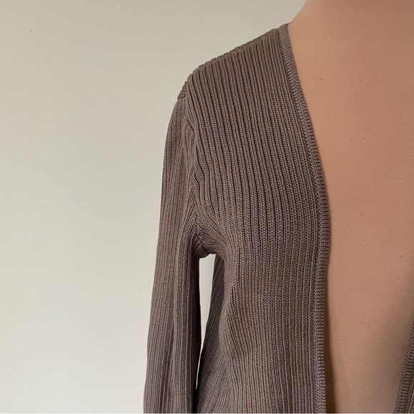 St. John Wool Rayon Knit Light Brown Open Front Cardigan Sweater EUC Size XS - Picture 5 of 9